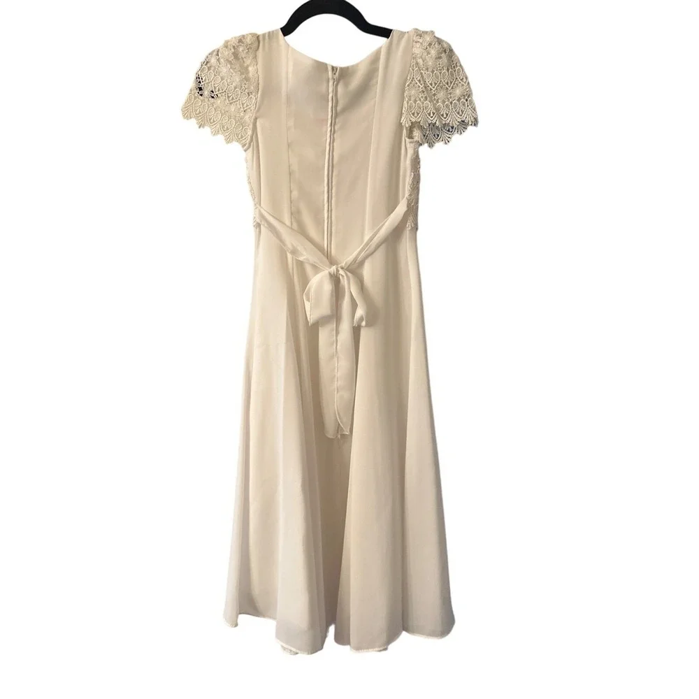 Vintage Joy Dress Girls Size 8 White‎ Lace Acetate/Polyester Short Sleeve Formal
